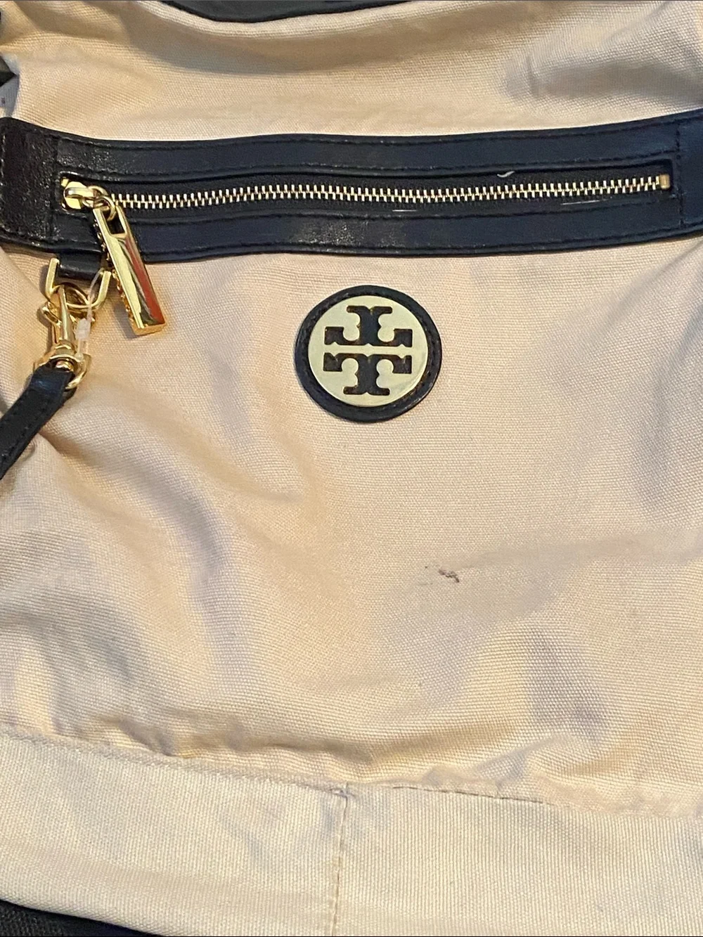Tory Burch Oversized Leather Shoulder Hobo in Black with Gold Logo
